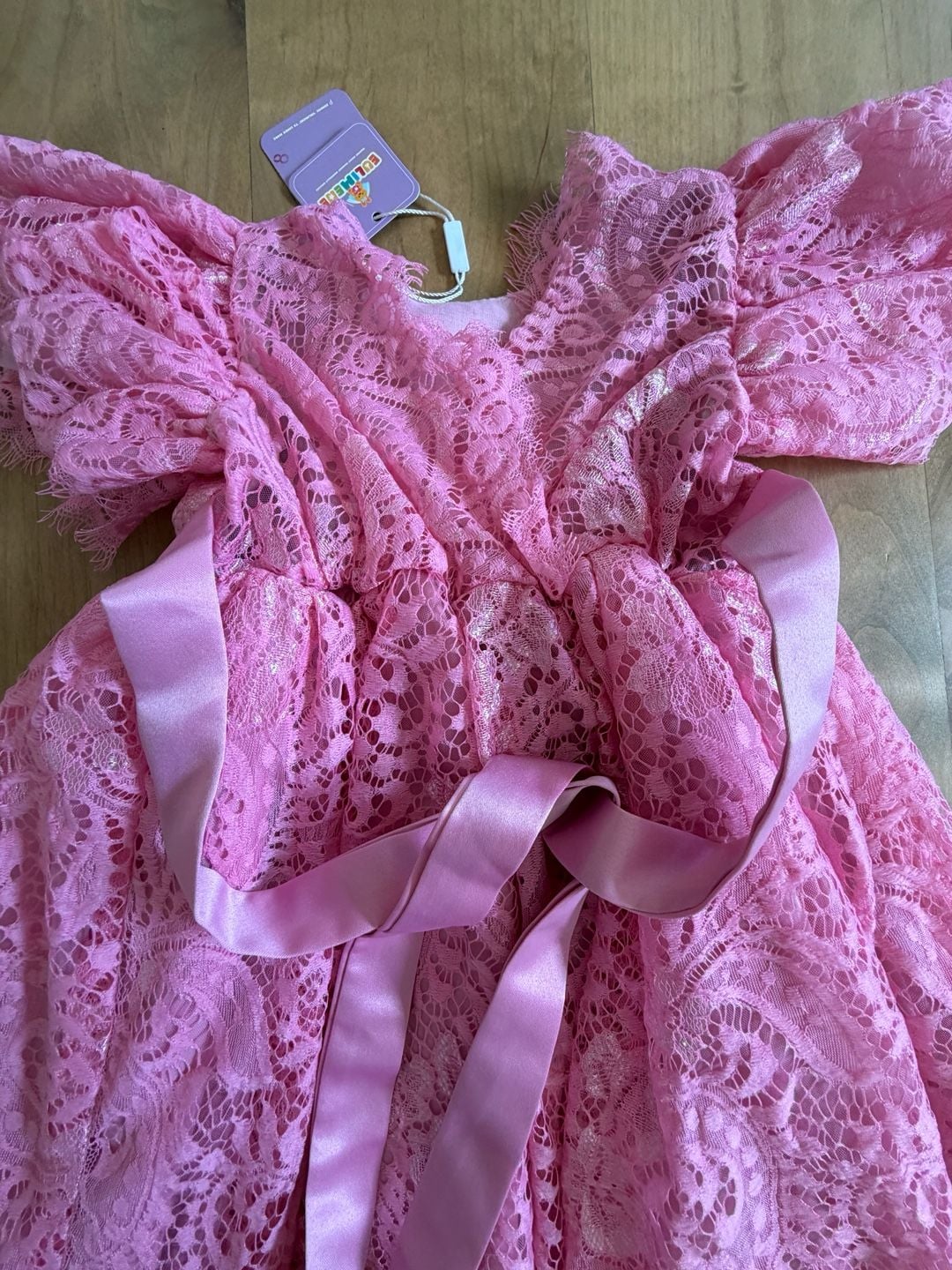 Eulimere Pink Lace Dress Floral Sash New (12-18 Months) 9