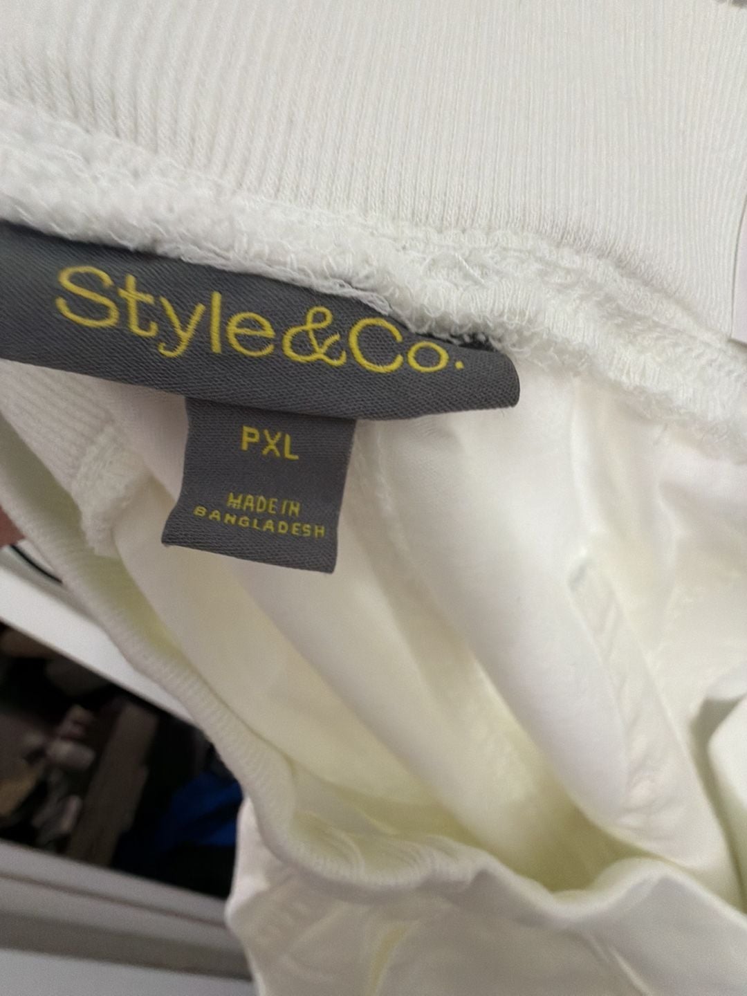 Style & Co Cargo Capri Pants PXL White Roll Tab Straight Mid Rise 5