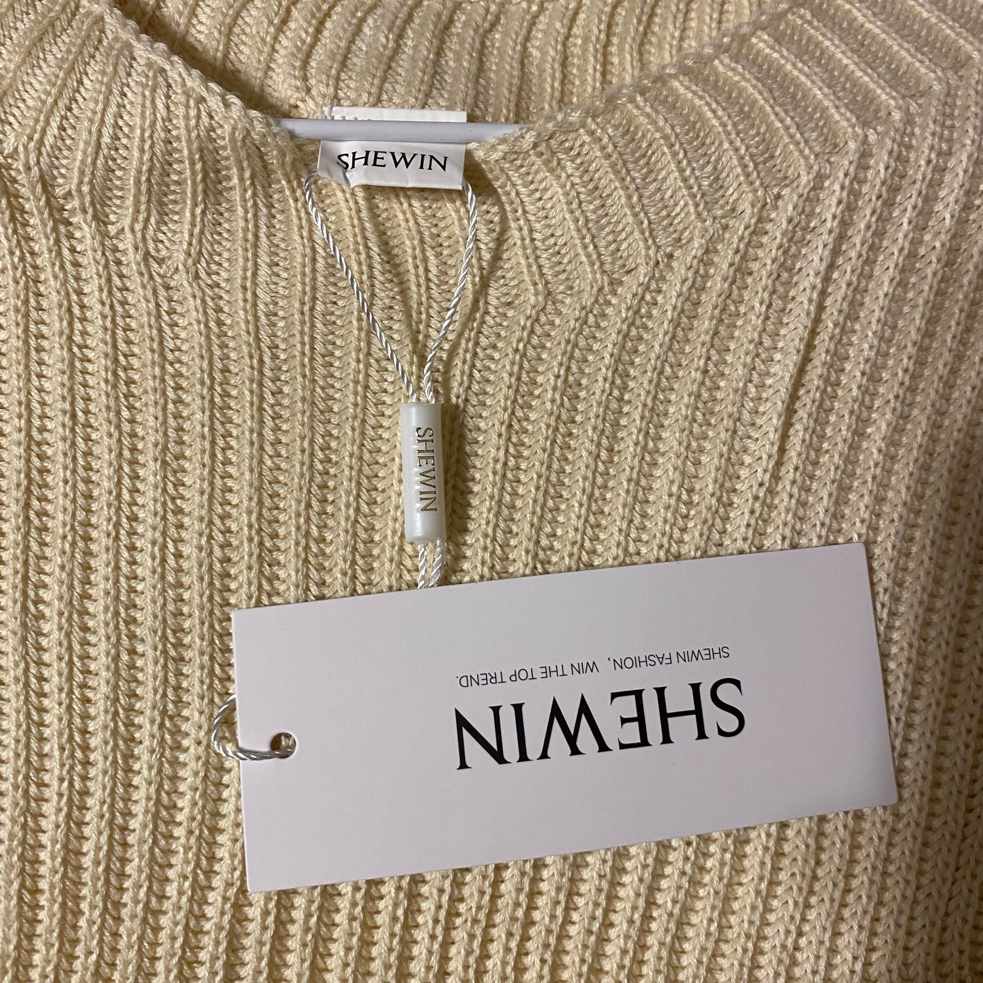 SHEWIN Knit Sweater Poncho Size 2XL Beige Oversized Pullover Top 3