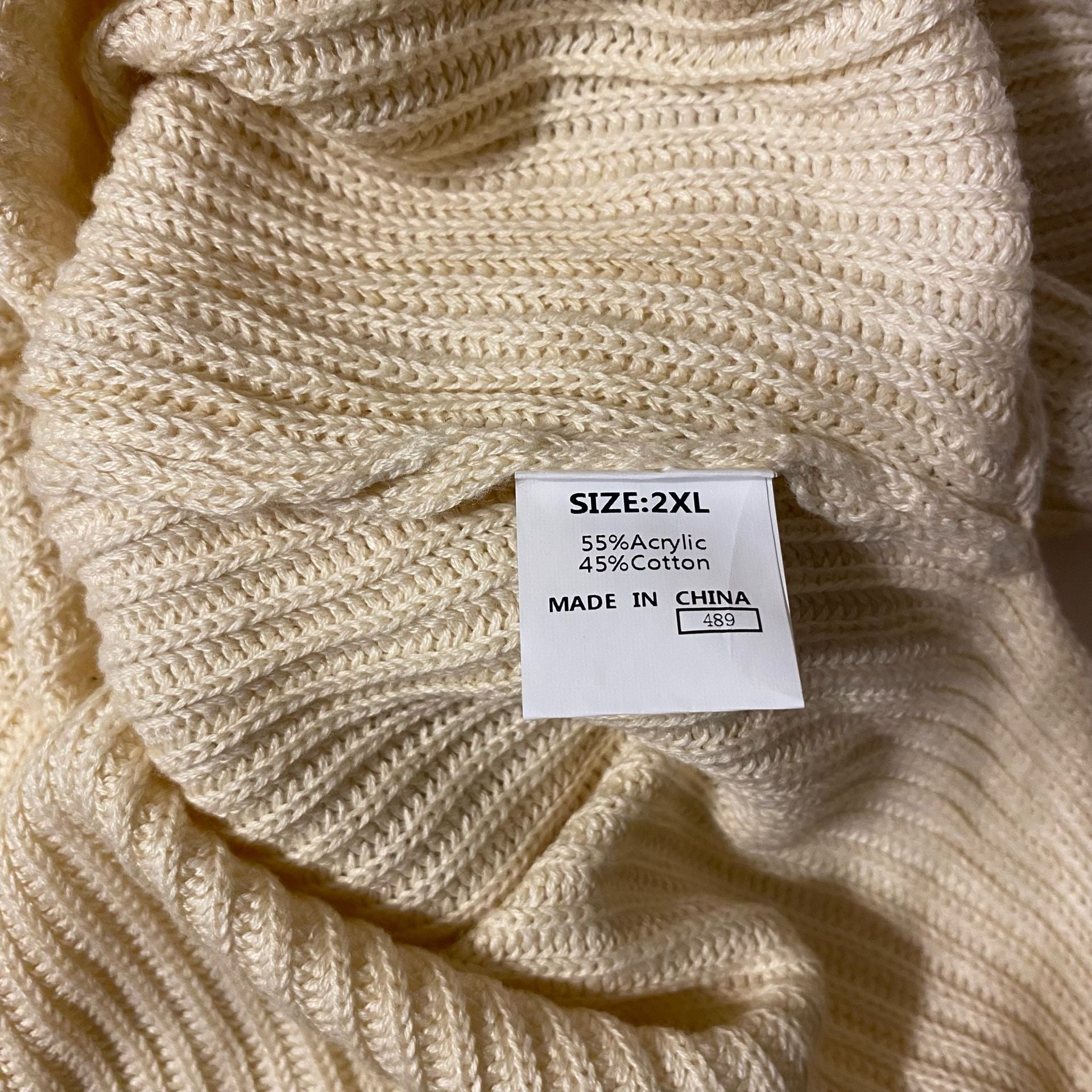 SHEWIN Knit Sweater Poncho Size 2XL Beige Oversized Pullover Top 5