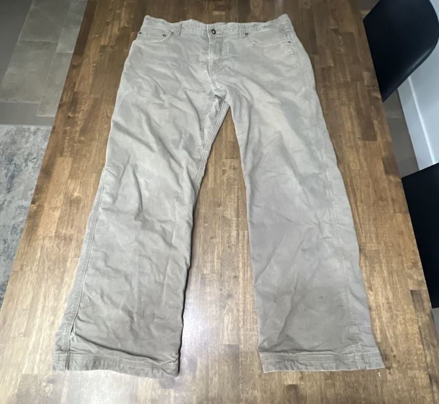 Prana Lined Pants Size 40W x 32L Gray Flannel Plaid 3