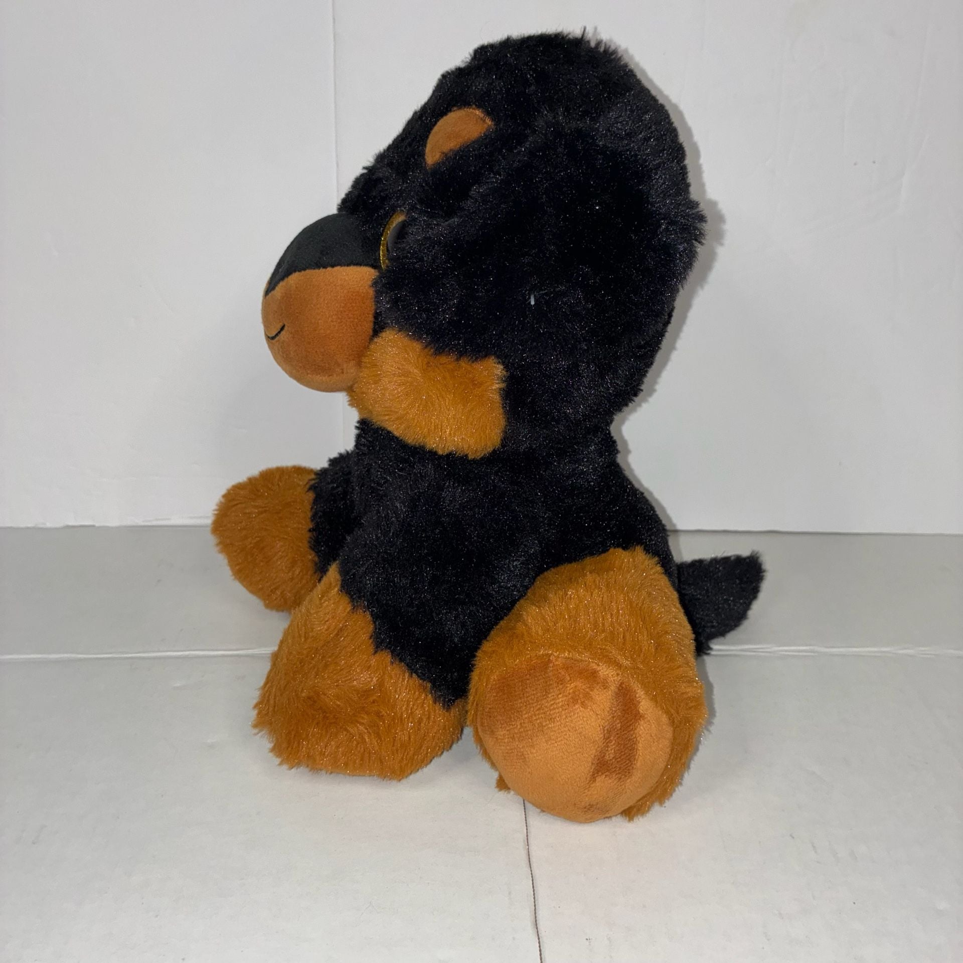 The Toy Factory Rottweiler Dog Plush Stuffed Animal Black Tan Gold Eyes 3