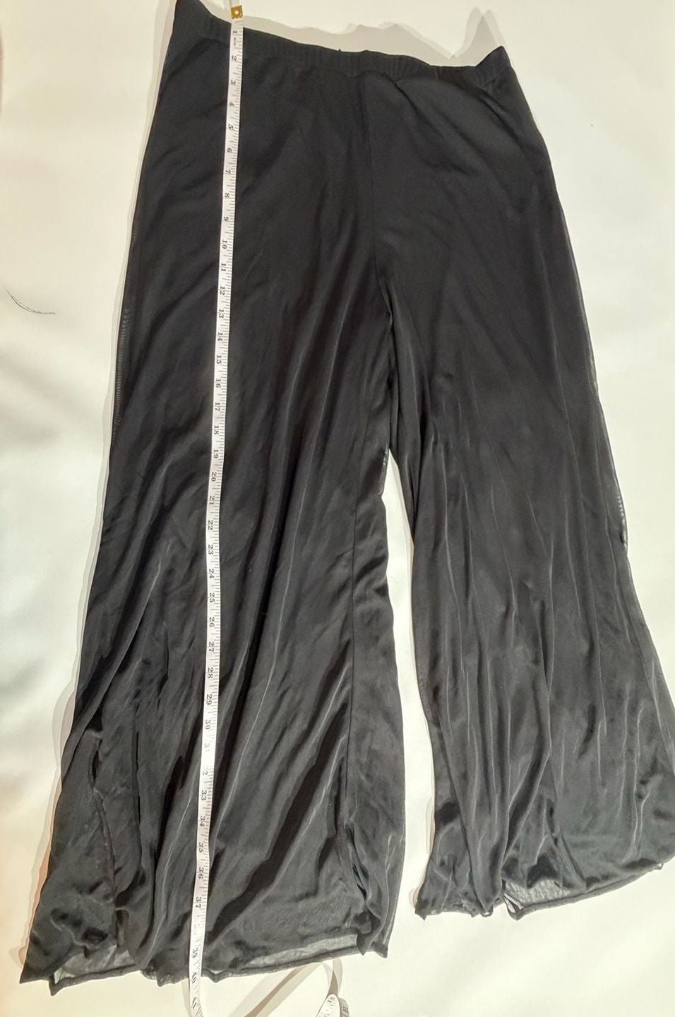 Black Mesh Sheer Sheer Palazzo Wide Leg Flare Pants 2