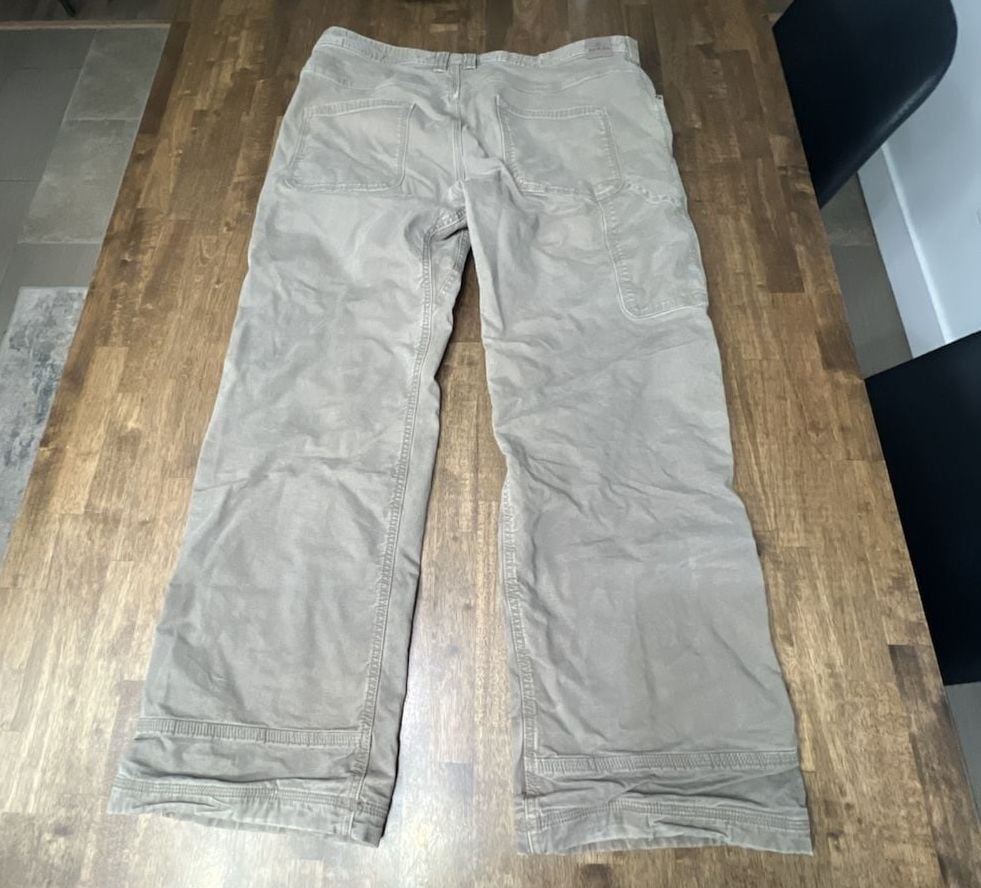 Prana Lined Pants Size 40W x 32L Gray Flannel Plaid 4