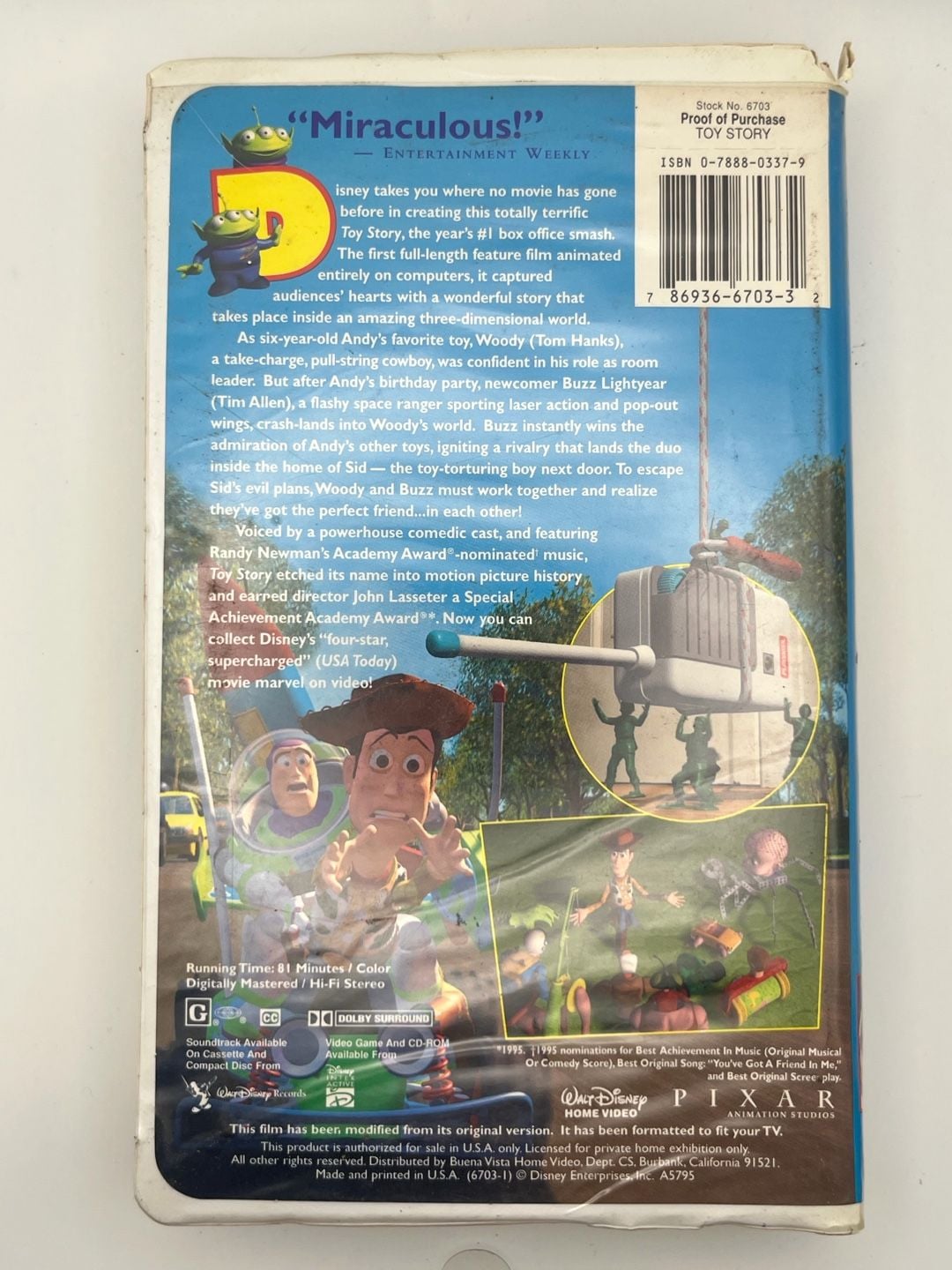 Toy Story VHS Tape 1996 Disney Pixar 2