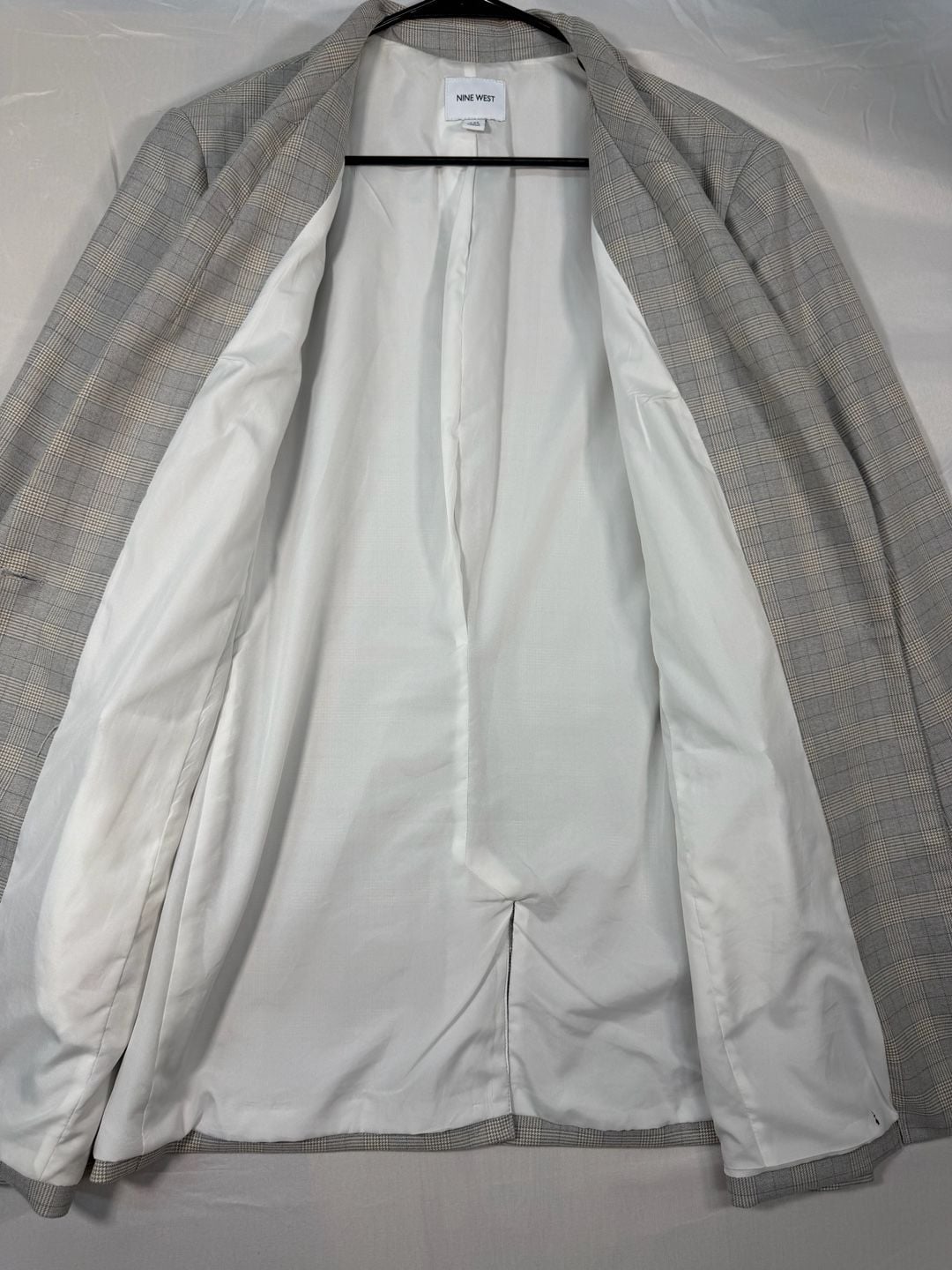 Nine West Plaid Blazer Size 2XL Gray Single Button Longline Jacket 5