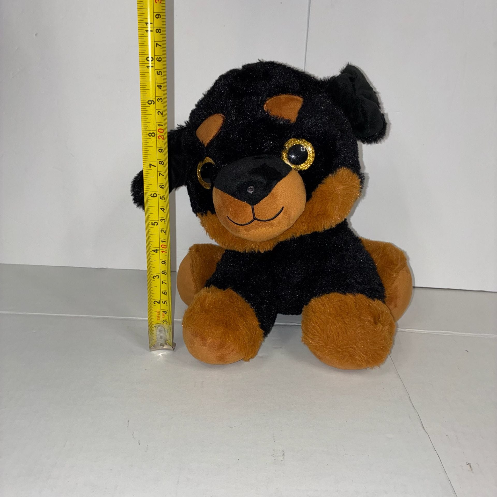 The Toy Factory Rottweiler Dog Plush Stuffed Animal Black Tan Gold Eyes 6