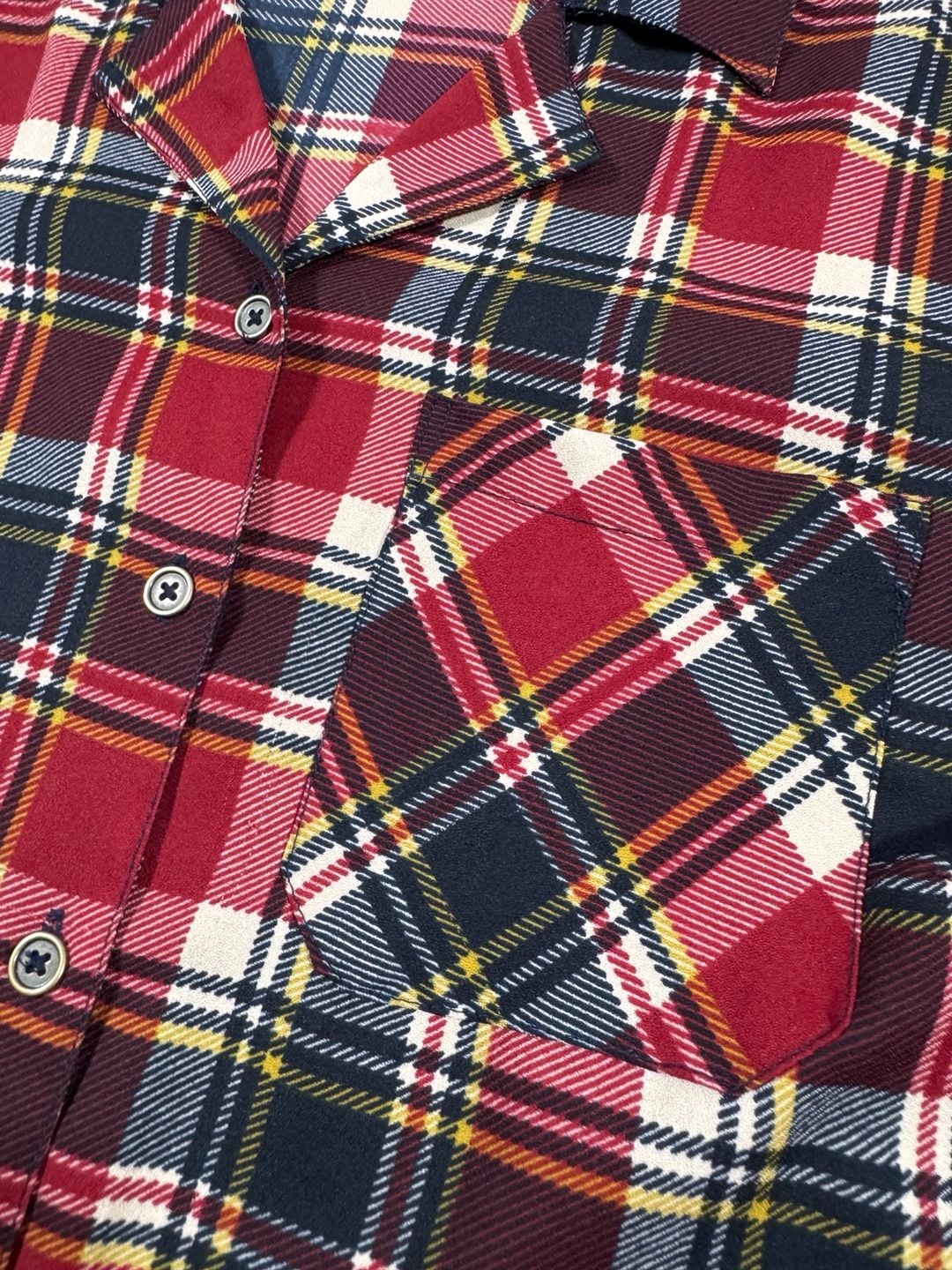 Downeast Plaid Shirt Dress Red Navy Belted Button Front Short Sleeve M 6