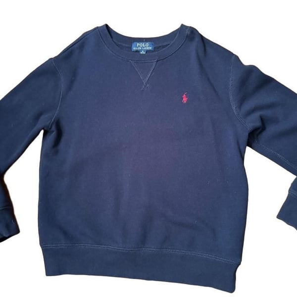 Polo Ralph Lauren Crewneck Sweatshirt Size M 10-12 Navy Blue youth h1582