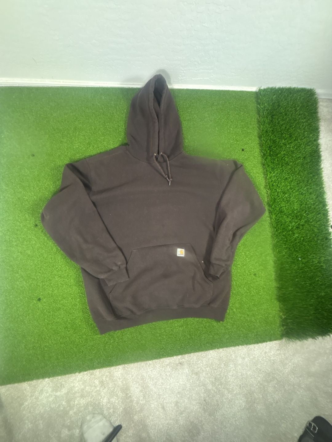Carhartt K121 DKB Hooded Sweatshirt Size XL Brown Fleece Pullover 2