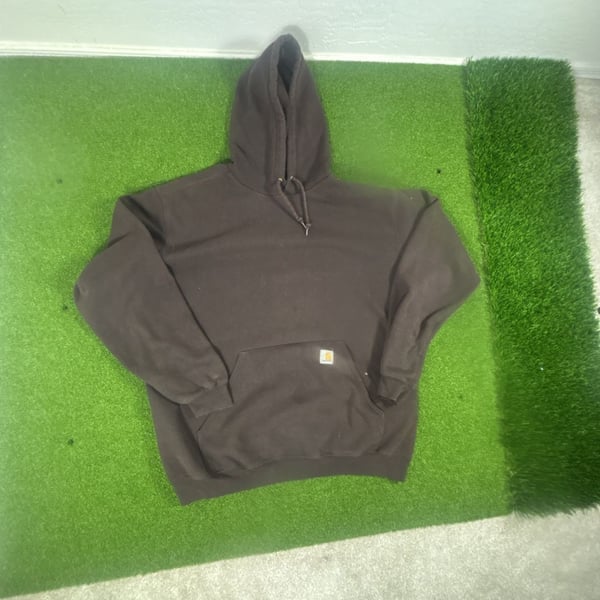 Carhartt K121 DKB Hooded Sweatshirt Size XL Brown Fleece Pullover