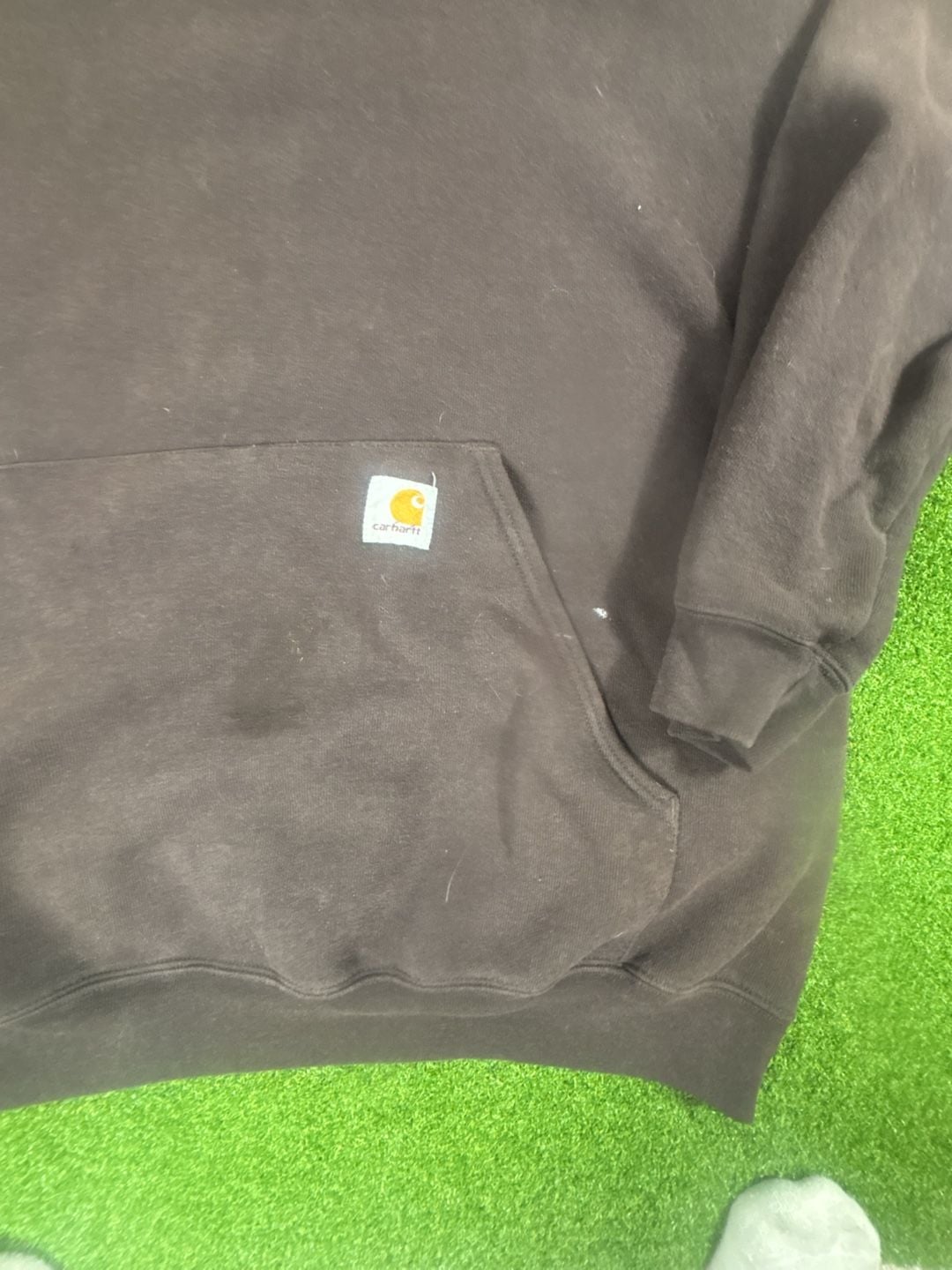 Carhartt K121 DKB Hooded Sweatshirt Size XL Brown Fleece Pullover 3