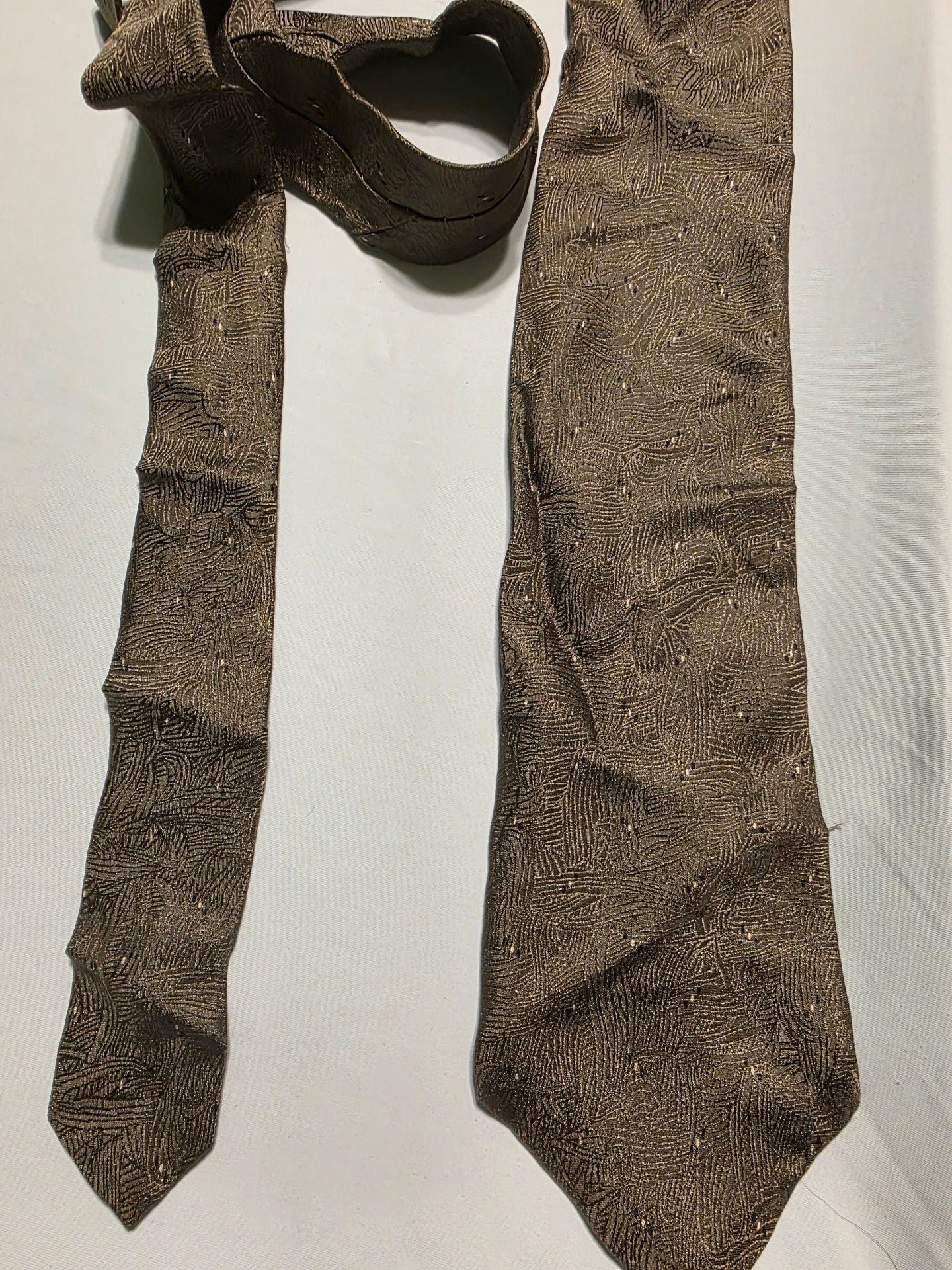 Lanvin Silk Necktie Brown Textured Abstract Pattern Made In Italy 2