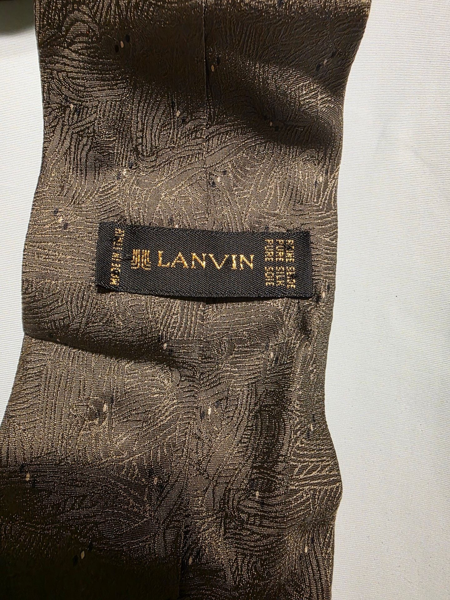 Lanvin Silk Necktie Brown Textured Abstract Pattern Made In Italy 3