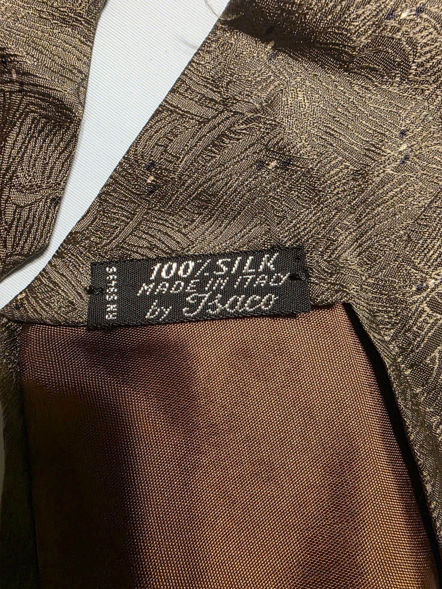 Lanvin Silk Necktie Brown Textured Abstract Pattern Made In Italy 4