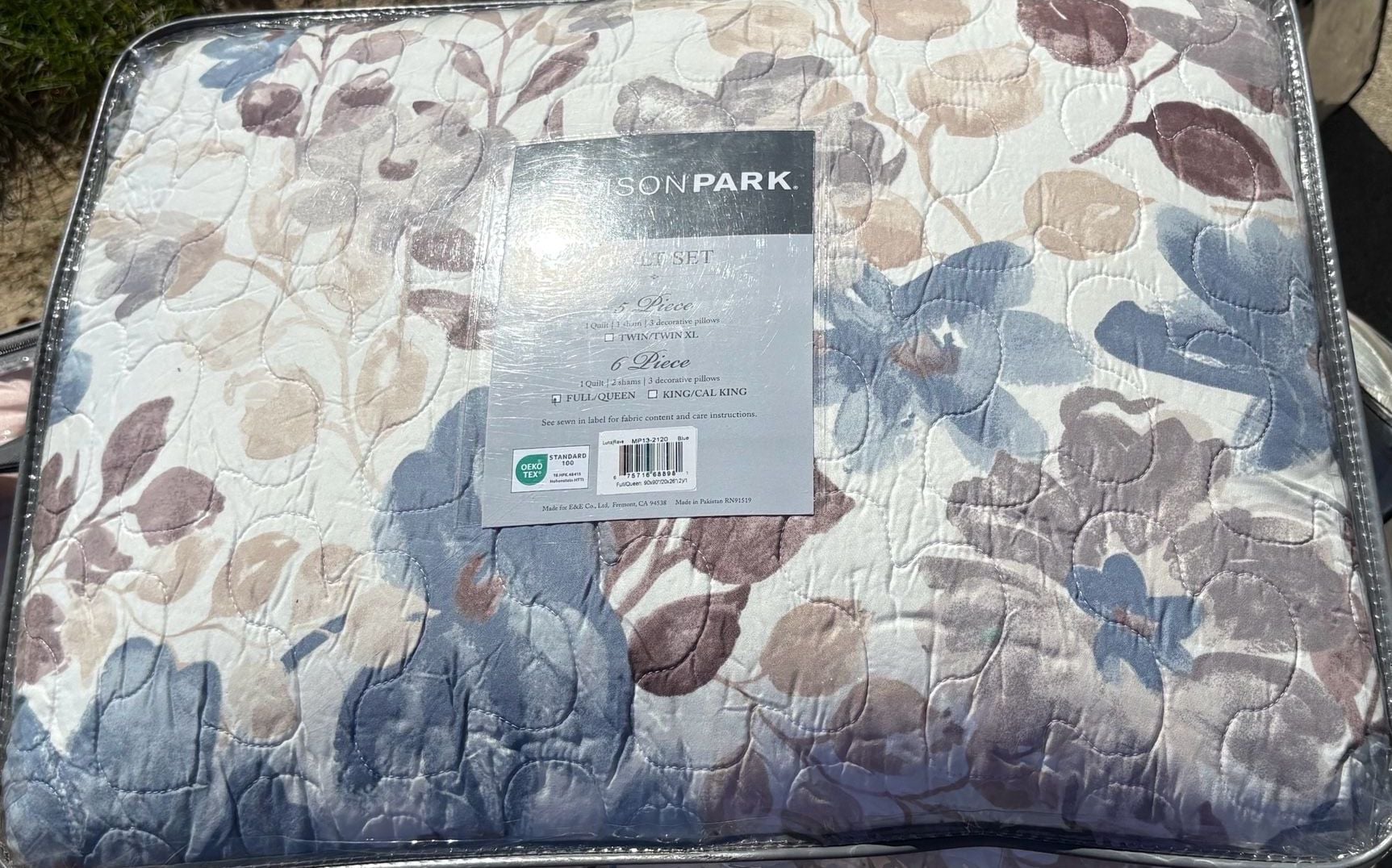 BNIP Madison Park Luna Full/Queen Coverlet Set 6 Piece Blue Floral 1