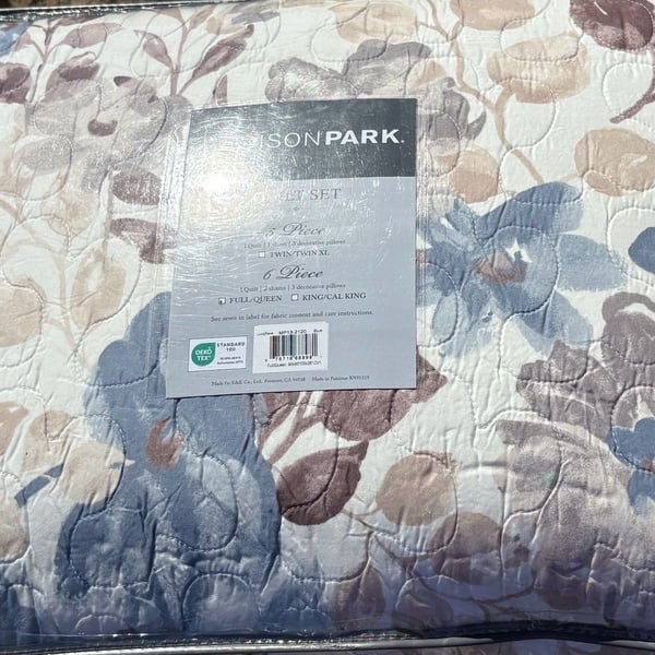 BNIP Madison Park Luna Full/Queen Coverlet Set 6 Piece Blue Floral