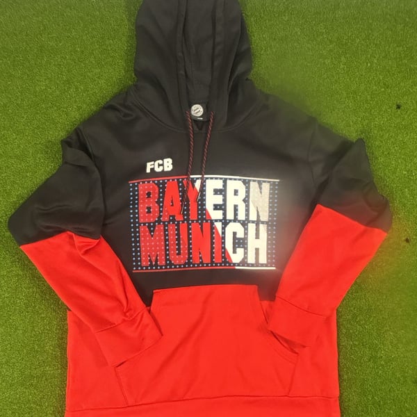 FC Bayern Munich Hoodie Size M Black Red Soccer Pullover