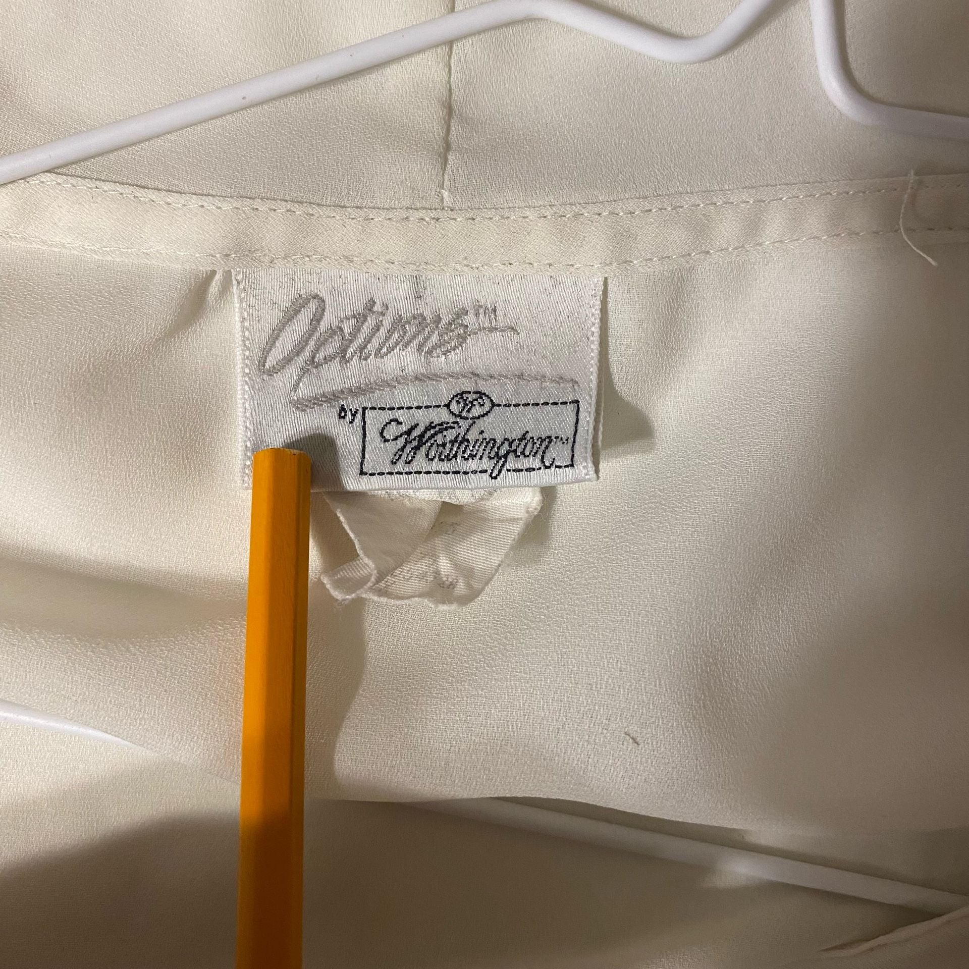 Options by Worthington Blouse White Long Sleeve Ruffle 6