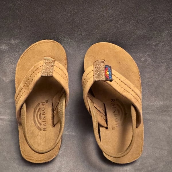 Rainbow Premier Leather Sandals Toddler Brown Leather Flip Flops