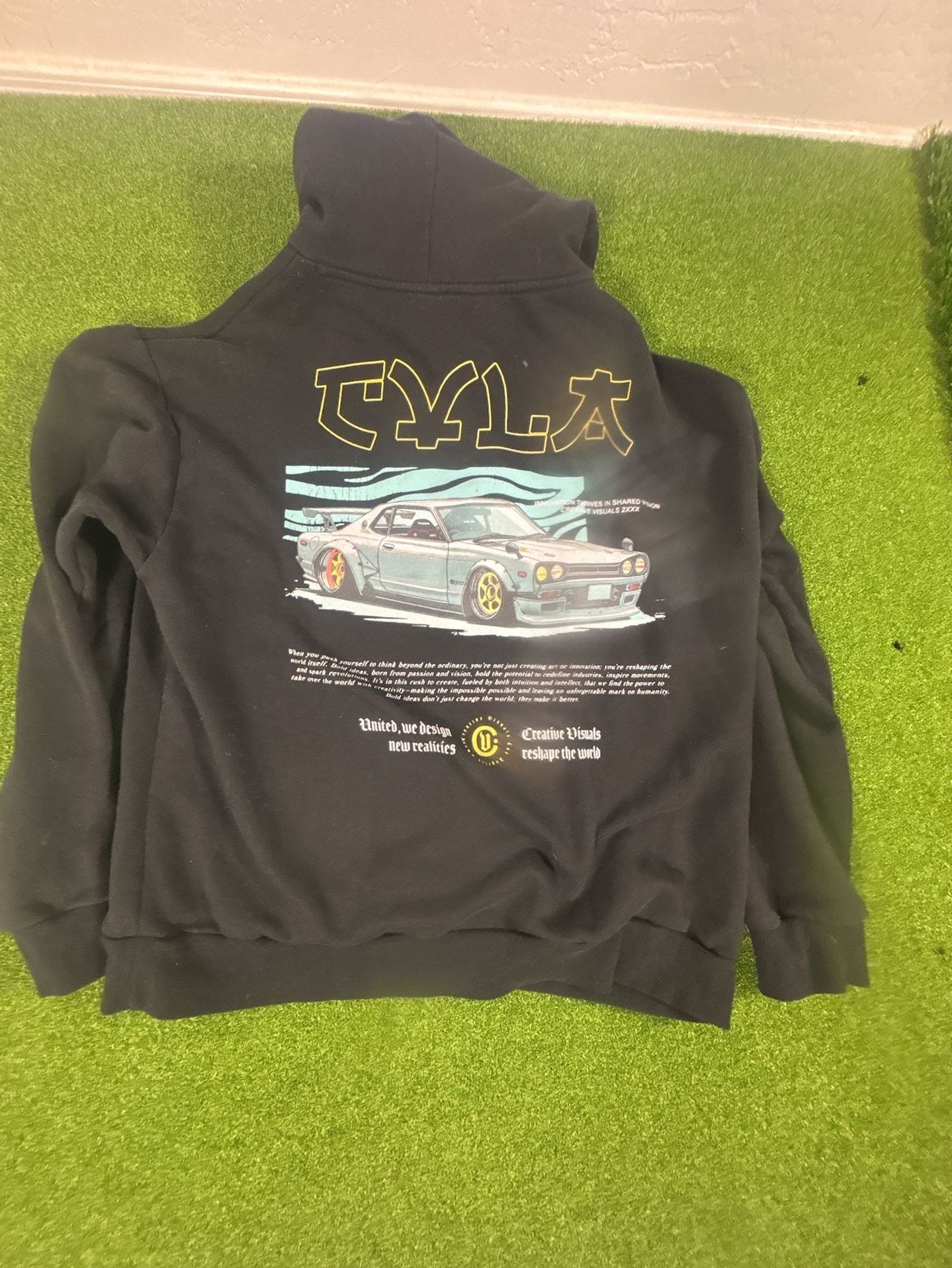 Creative Visuals Hoodie Size XL Black Car Graphic Streetwear 1