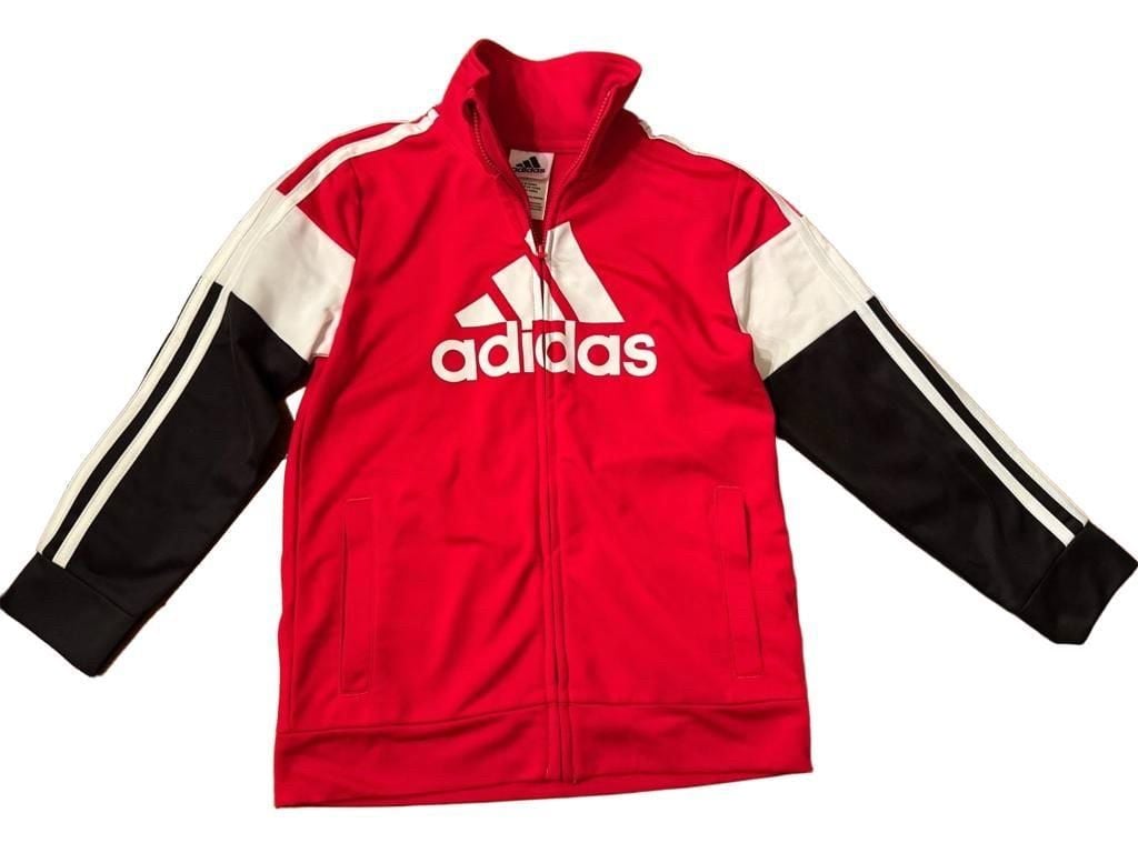 Adidas Tricot Track Jacket Size 7 Red Black White 2