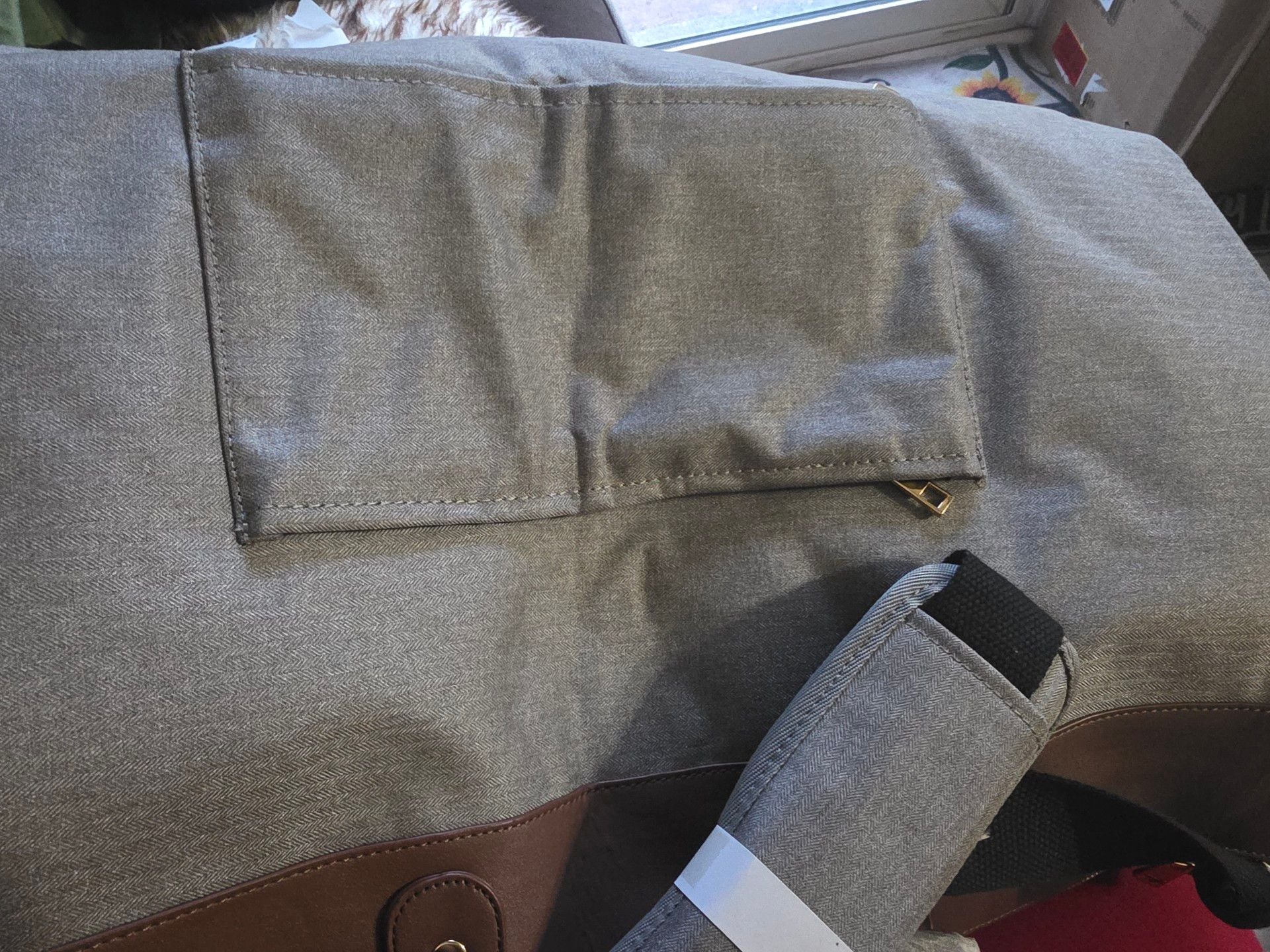 Modoker Travel Duffel Bag Grey Brown Leather 4