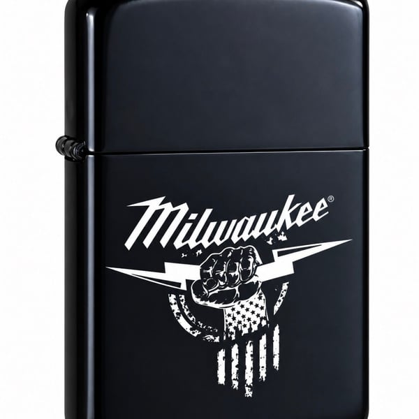 Milwaukee Zippo Lighter Black Fist Lightning Logo