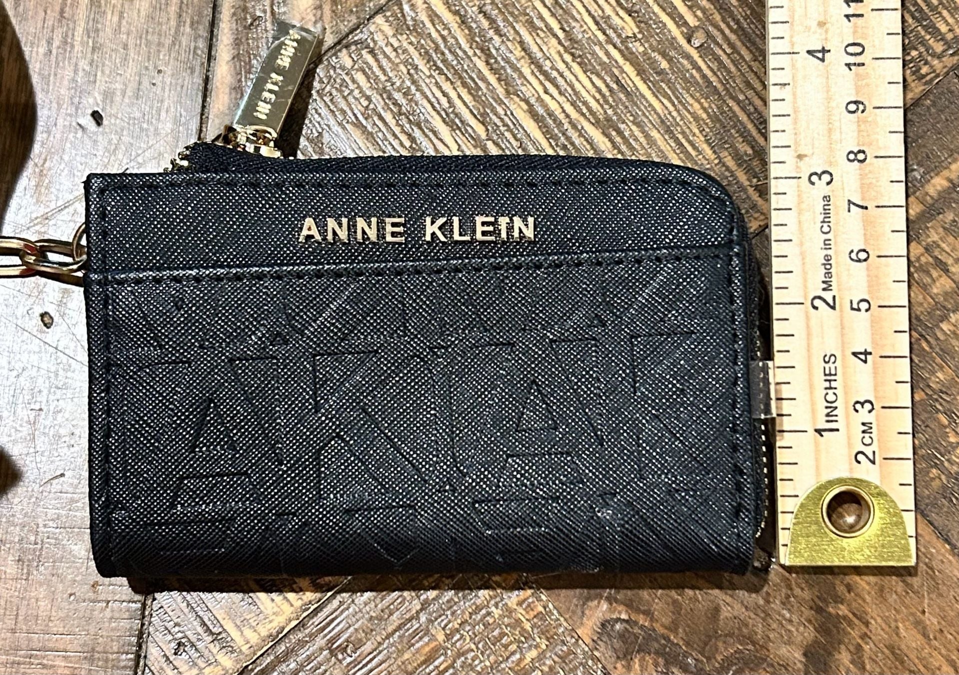 Anne Klein Monogram Patterned Mini Tote With Card Holder Black 4