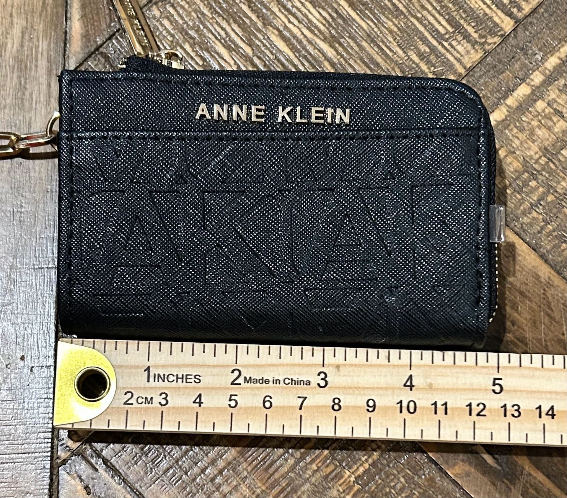 Anne Klein Monogram Patterned Mini Tote With Card Holder Black 11