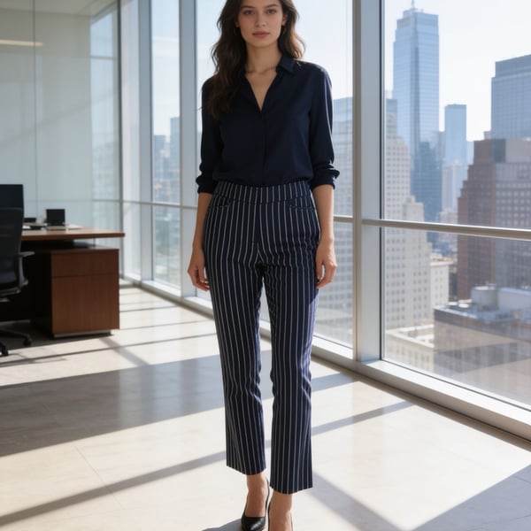 7th Avenue Design Studio Pinstripe Pants Size 8 Navy