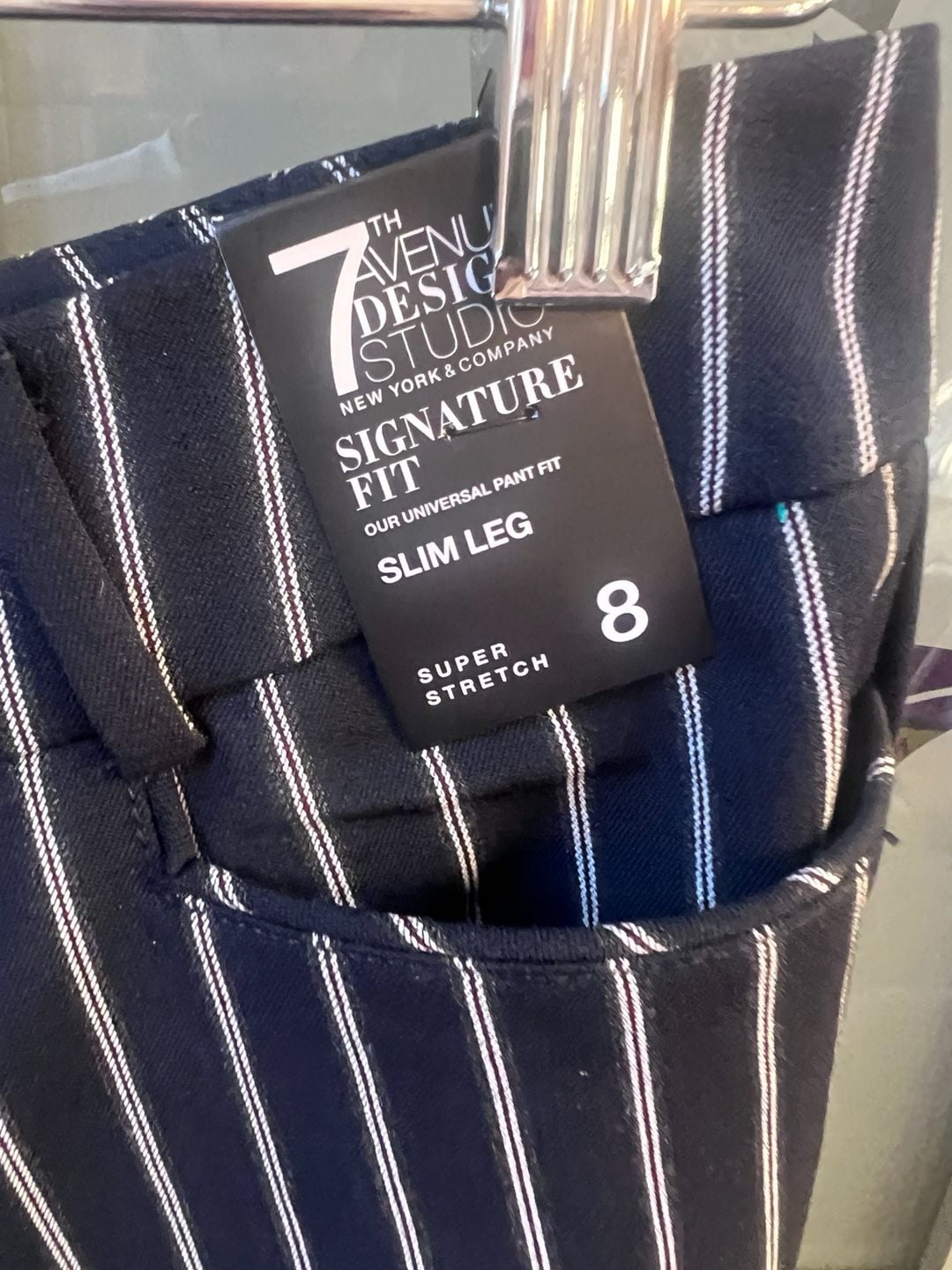7th Avenue Design Studio Pinstripe Pants Size 8 Navy 4