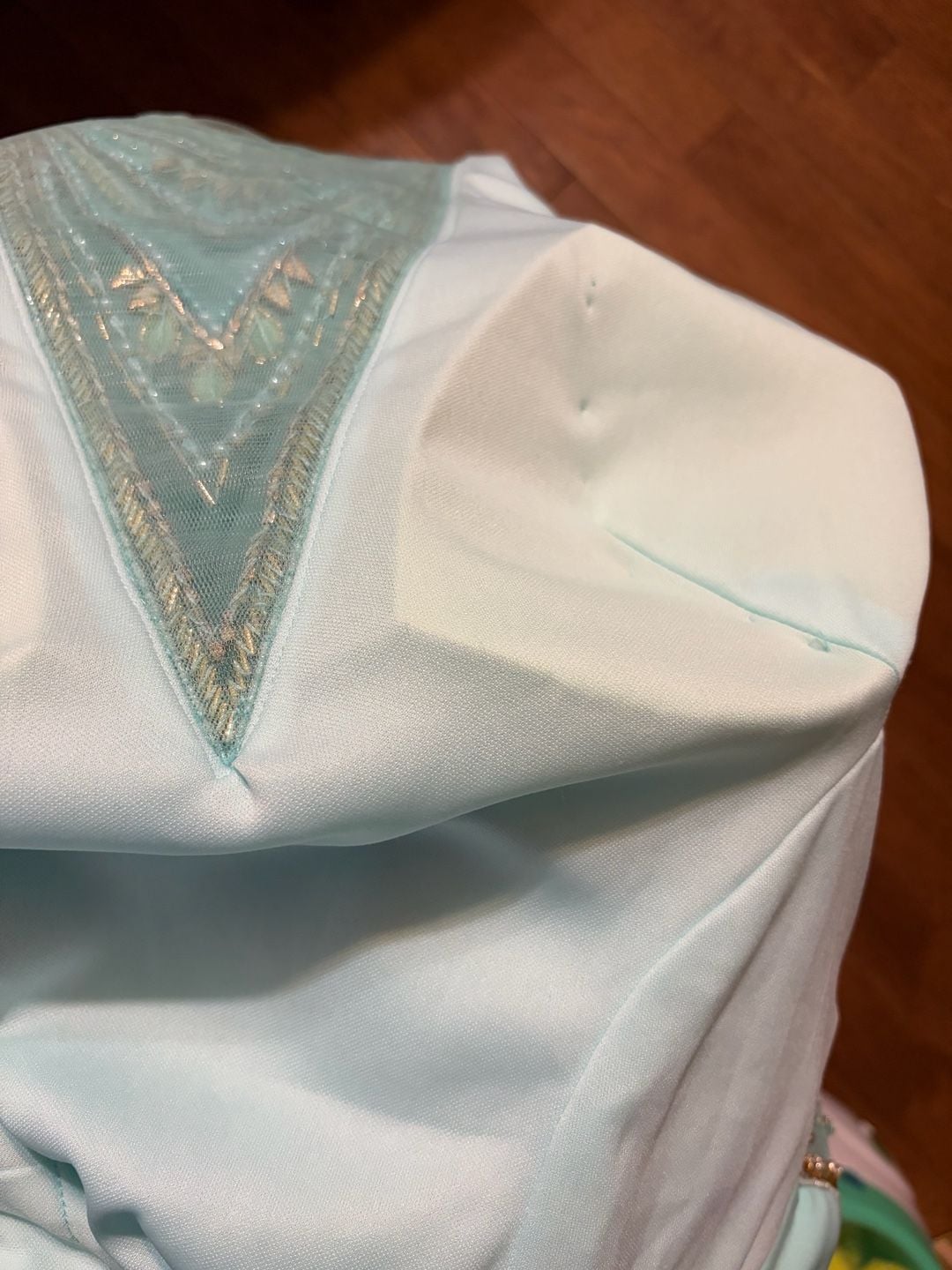 Dave & Johnny Aqua Beaded Halter formal Prom Gown Size 11/12 7