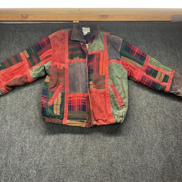 Arizona Jean Company Patchwork Suede Jacket Size Medium Vintage
