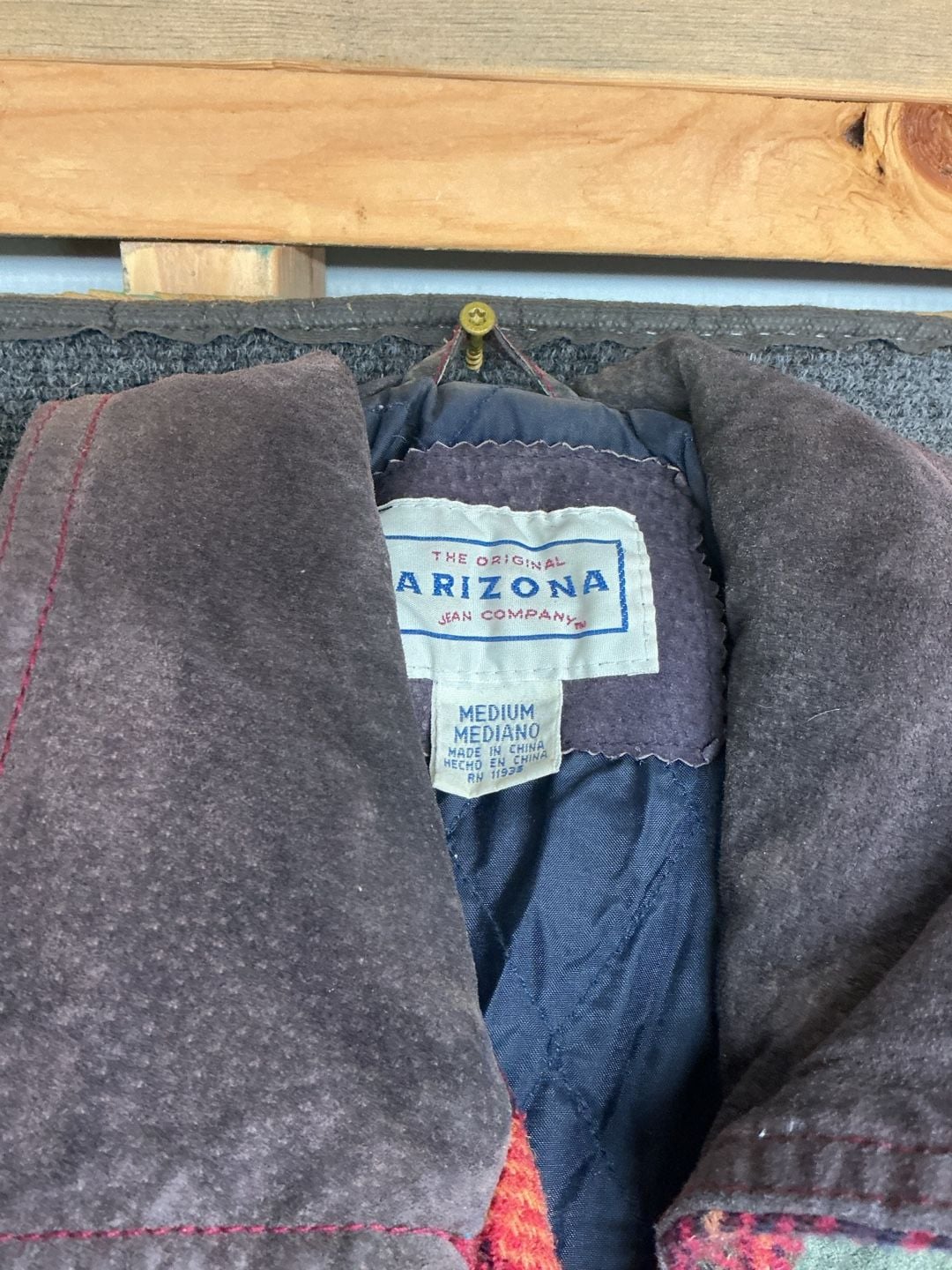 Arizona Jean Company Patchwork Suede Jacket Size Medium Vintage 3