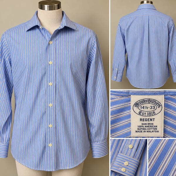 Brooks Brothers 1818 Men’s Regent 14.5 33 Non-Iron Supima Cotton Striped Shirt