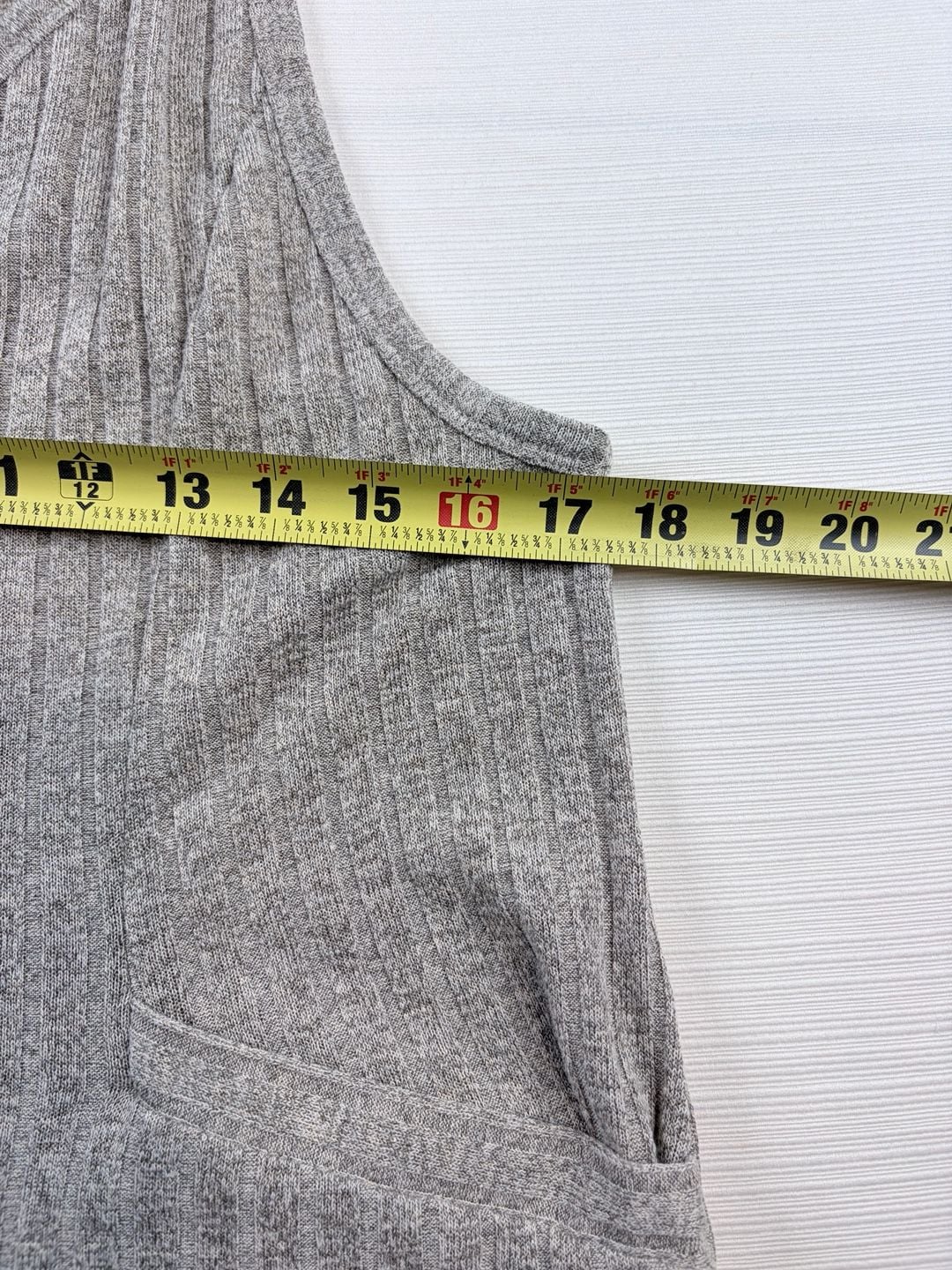 Ekouaer Ribbed Knit Romper Size M Gray Short Overalls Pockets 6