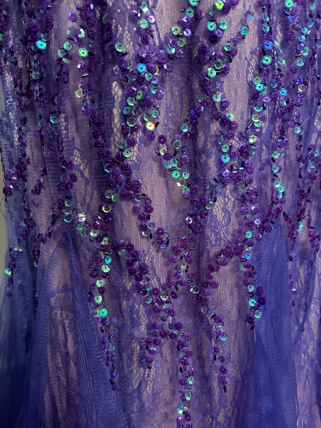 Purple Halter Sequin Lace Mermaid Gown 5