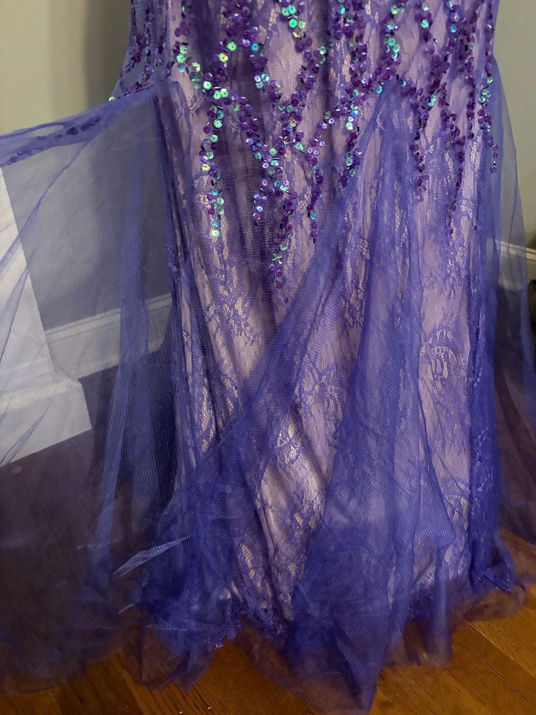 Purple Halter Sequin Lace Mermaid Gown 6