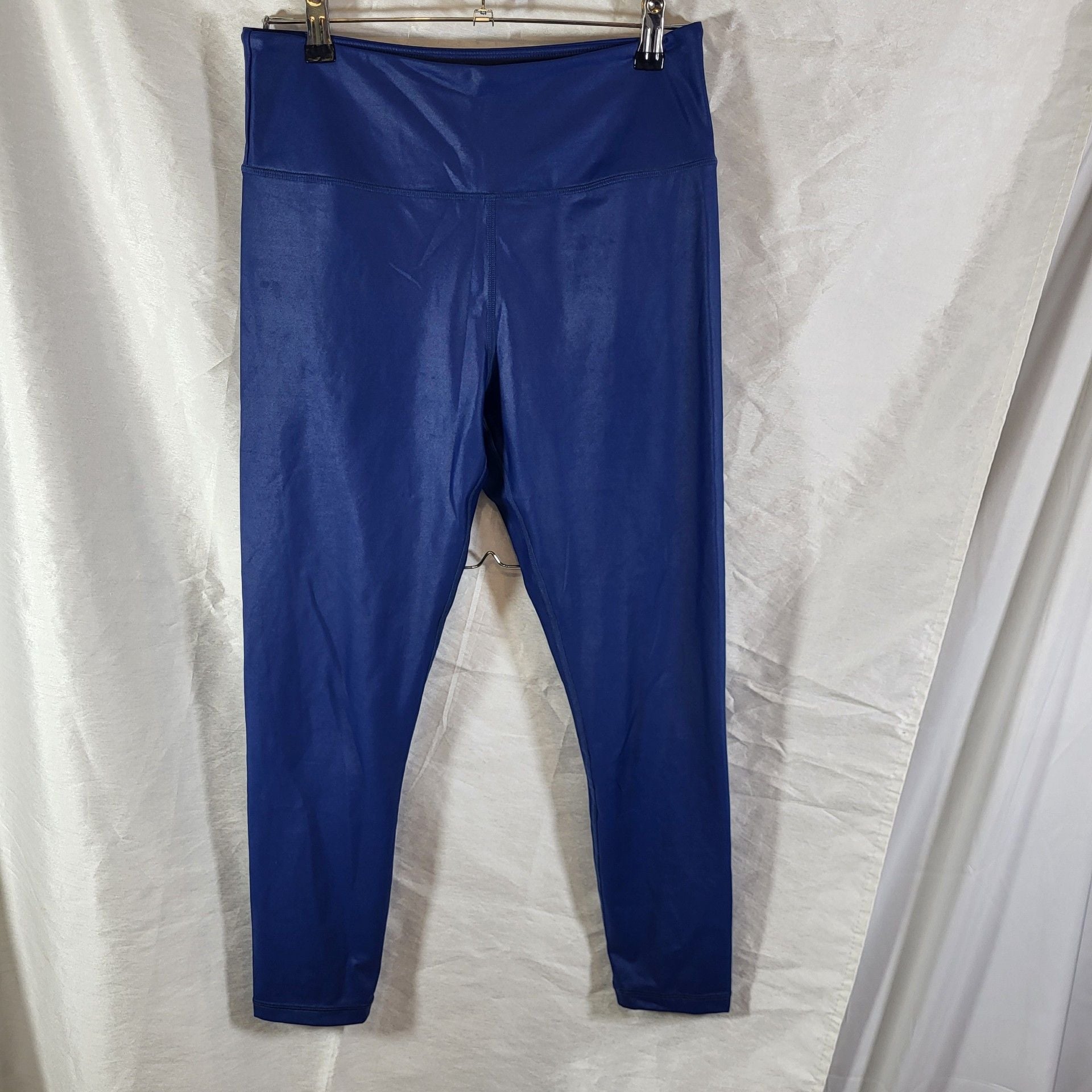 Zyia Active Light N Tight Metallic Leggings Size 12 Blue Glossy Hi Rise 2