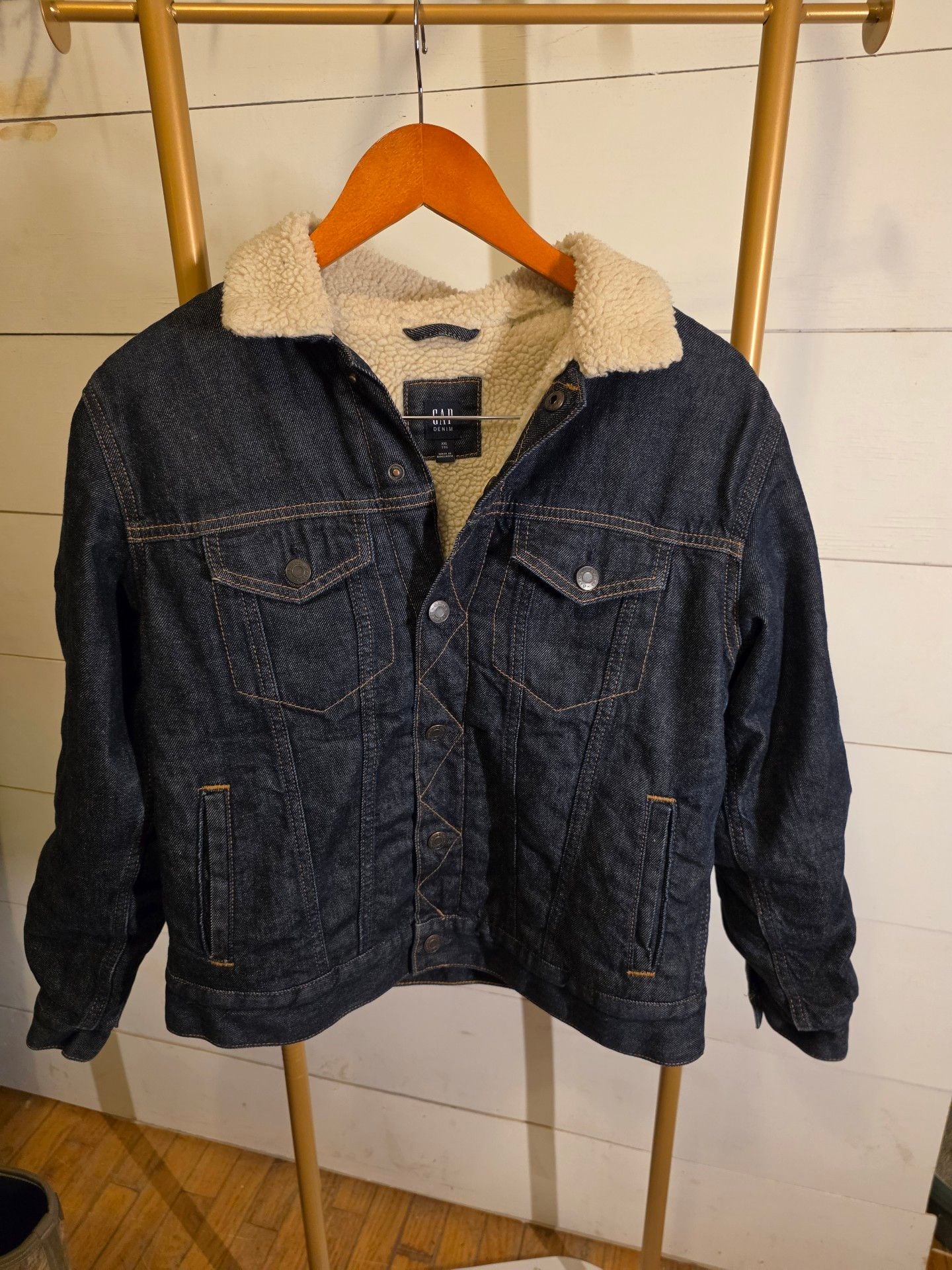 Gap Sherpa Denim Jacket Size XXL Blue Fleece Lined 2