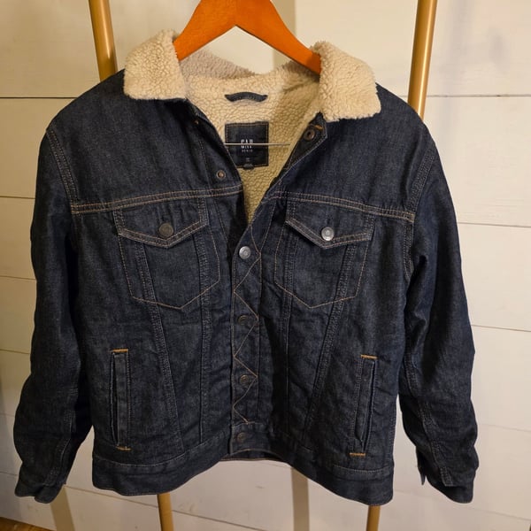 Gap Sherpa Denim Jacket Size XXL Blue Fleece Lined