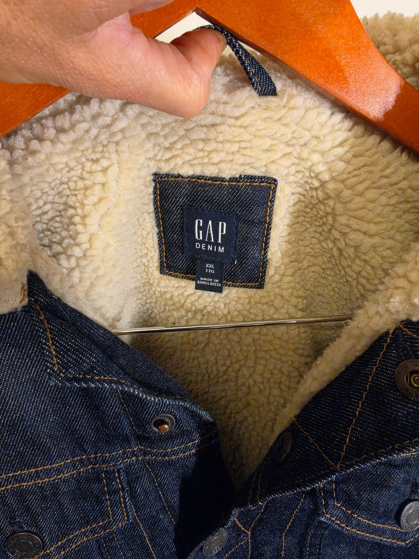 Gap Sherpa Denim Jacket Size XXL Blue Fleece Lined 3