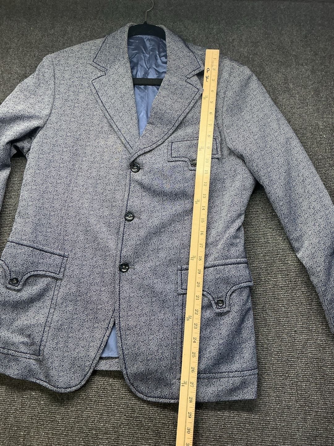 Vintage Herringbone Tweed Sports Jacket Blazer Blue Gray Wool 9