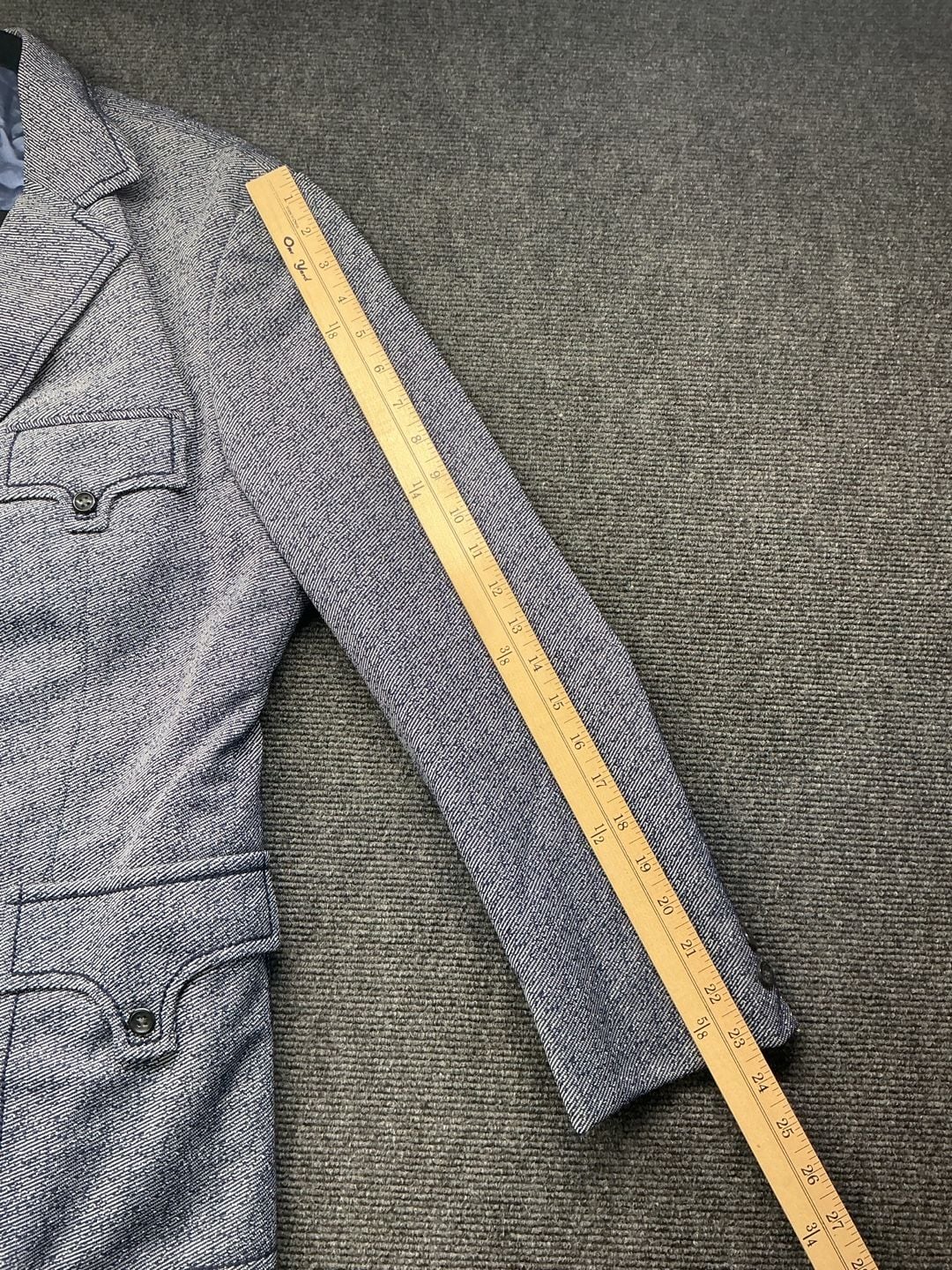 Vintage Herringbone Tweed Sports Jacket Blazer Blue Gray Wool 10