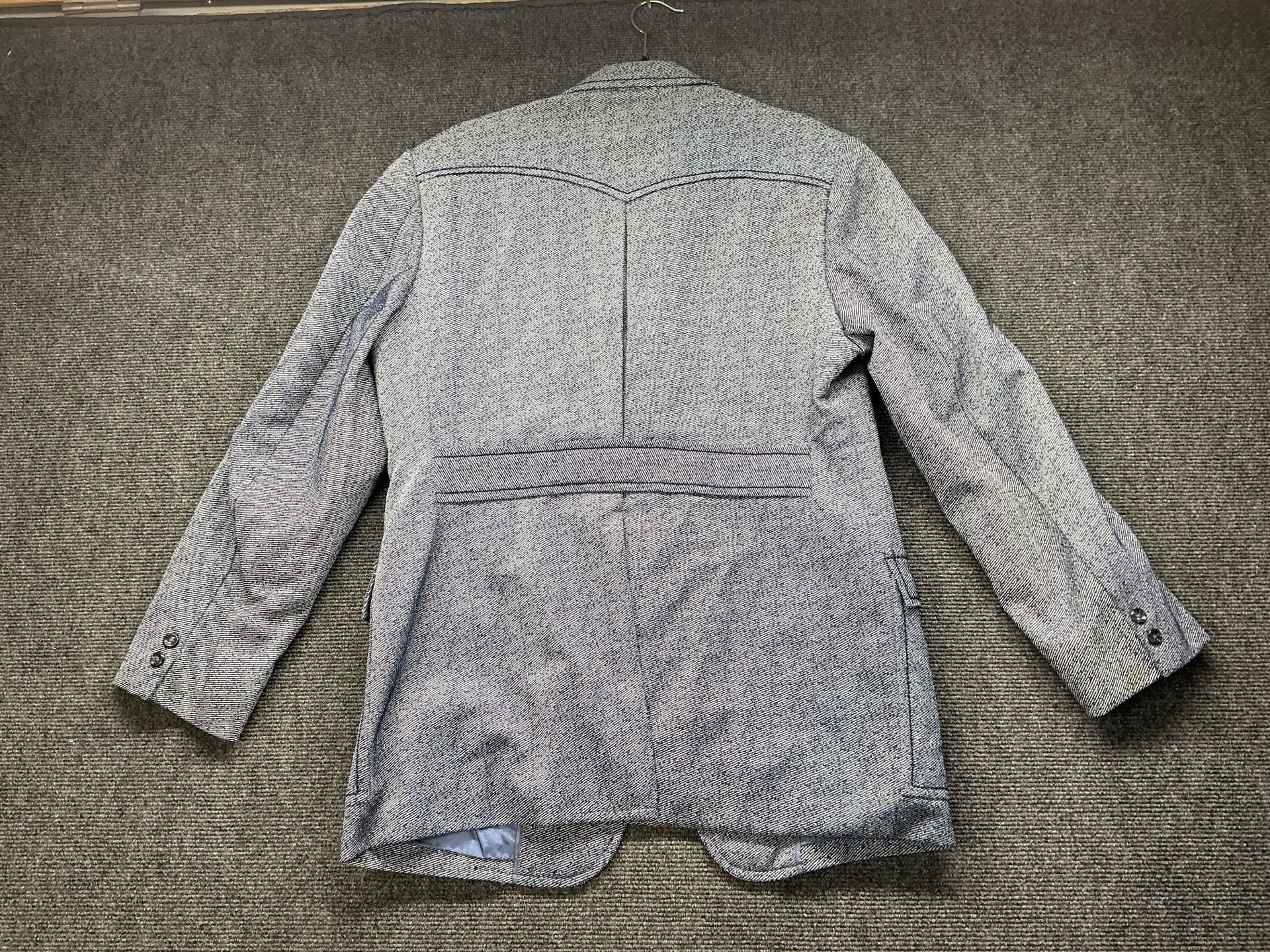 Vintage Herringbone Tweed Sports Jacket Blazer Blue Gray Wool 6