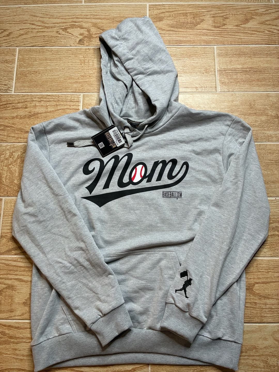 Baseballism Mom Hoodie Size L Gray Baseball 2
