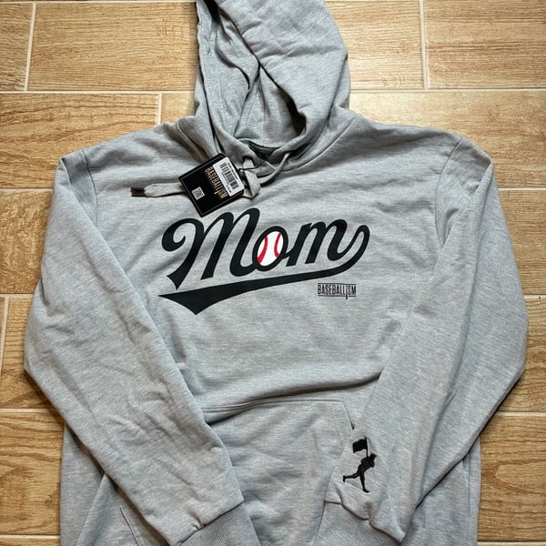 Baseballism Mom Hoodie Size L Gray Baseball
