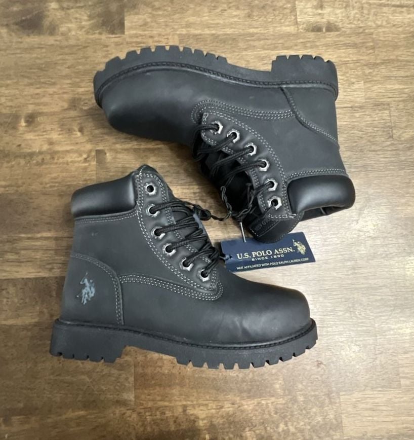 U.S. Polo Assn. Black Leather Work Boots 2