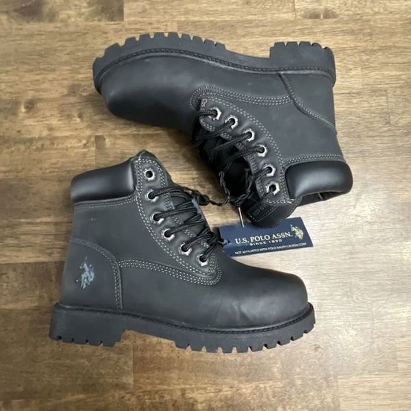 U.S. Polo Assn. Black Leather Work Boots